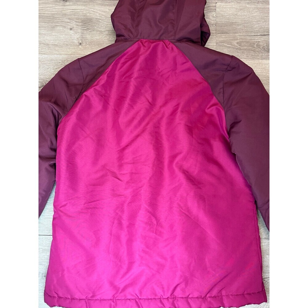 Girls Hooded Colorblock Puffer Winter Coat Burgundy Pink XL 14 - Picture 5 of 5